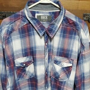 BKE Lightweight Flannel Snap Button Shirt
